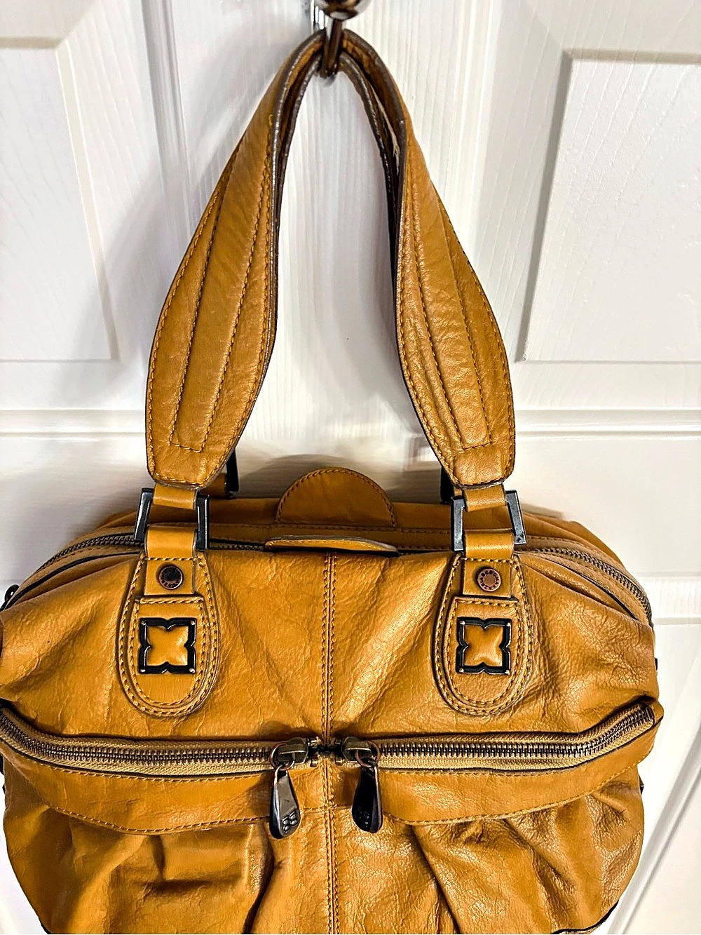 BCBGMAXAZRIA Slouchy Leather-Style Satchel Bag